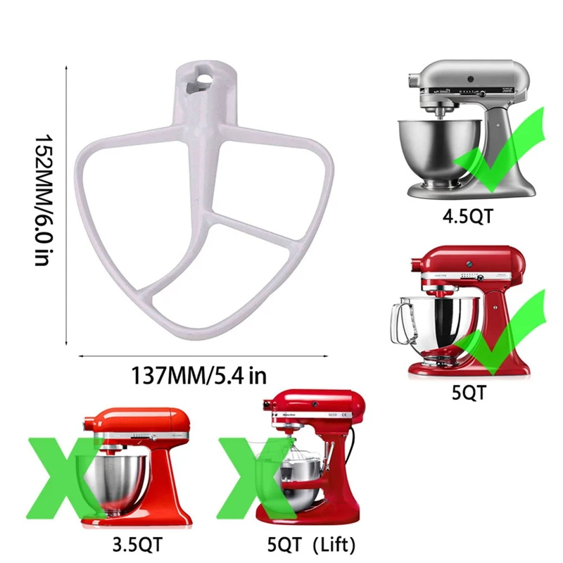 Mixer Attachment For Kitchen Aide 4.5-5 Qt Tilt-Head Stand Mixers For Kitchenaid Paddle Attachment For K45B/K5THCB/K5THBS