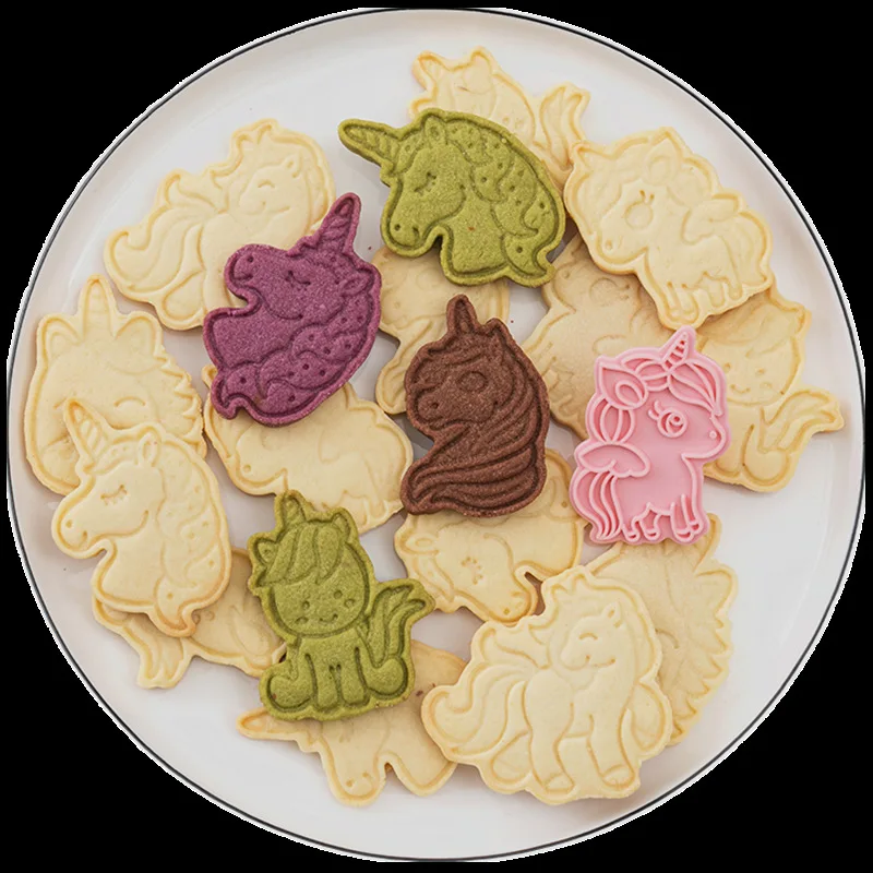 Unicorn Shape Mold Baking Accessories Cartoon Home Handmade DIY 3D Press Mould Cookie Frosting Fondant Cake Decoration Tools