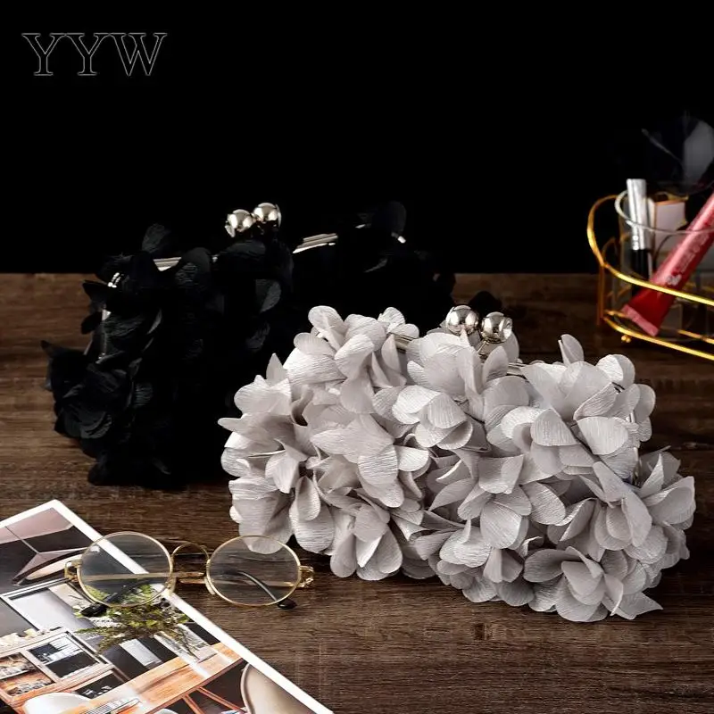 Fashion Brand Floral Bride Handbag Soft Cloth Metal Top Clutch Purse Bag Casual Solid Color Flower Tote Bag Crossbody Satchels