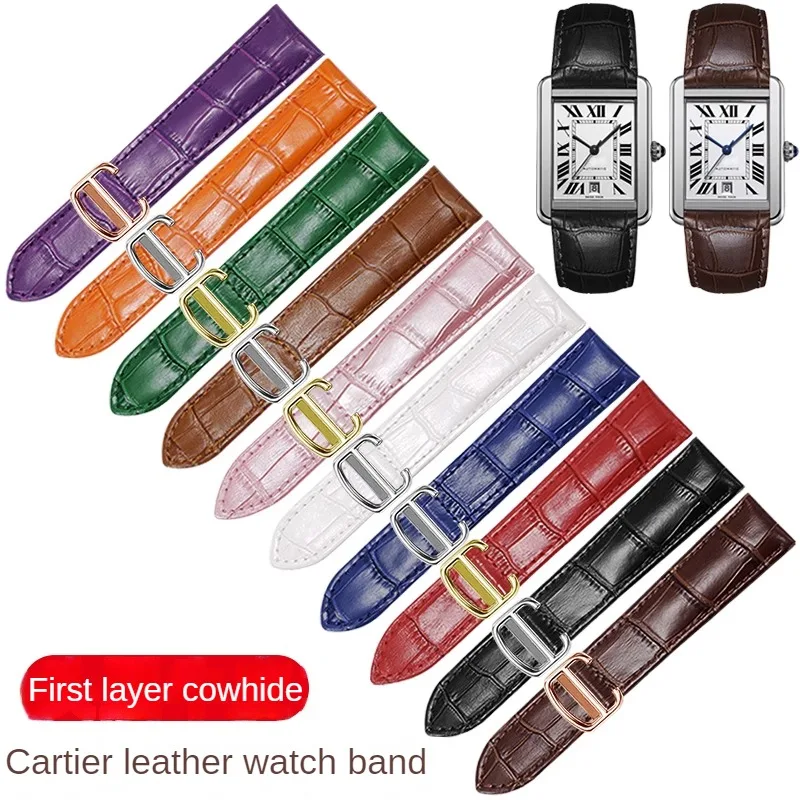 Sostituzione Tank Square Must London Santos Key Series Bucket Fold Buckle Cinturino Per Orologio In Pelle Bovina 14/16/17/18/20/22/23/24/25Mm