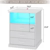 Nightstand with Charging Station and LED Lights, Large Bedside Table with 3 Storage Drawer, White Night Stand for Bedroom 2