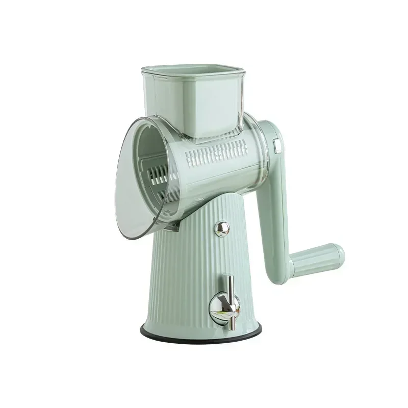 Description Picture 3 of item5 In 1 Rotary Cheese Grater With Handle Manual Vegetable Graters Shredder Slicer Nuts Grinder With Strong Suction Base