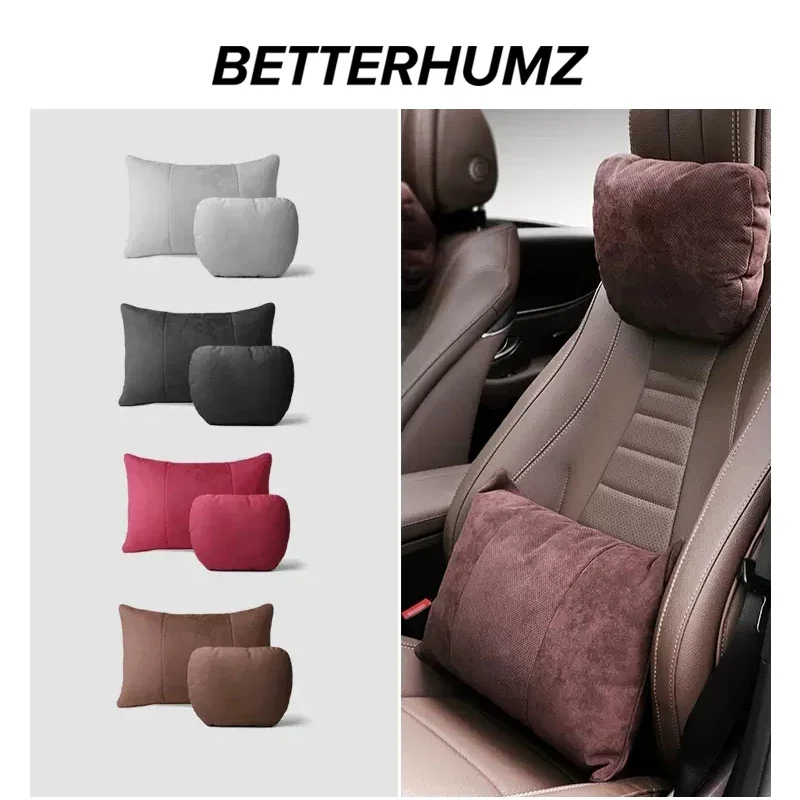 Bettterhumz Car Lumbar Support Pillow Cushion Universal For BMW Porsche Audi Mercedes Tesla Lexus Ford Land Rover Accessories