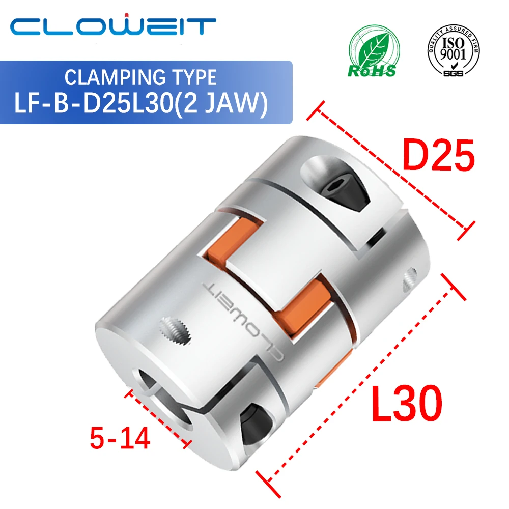 LF Two Jaw D25L30 Coupler Aluminium Plum Flexible Shaft Coupling Stepper Motor Connector CNC 5/6/6.35/8/10/12/12.7/14mm 5x8mm