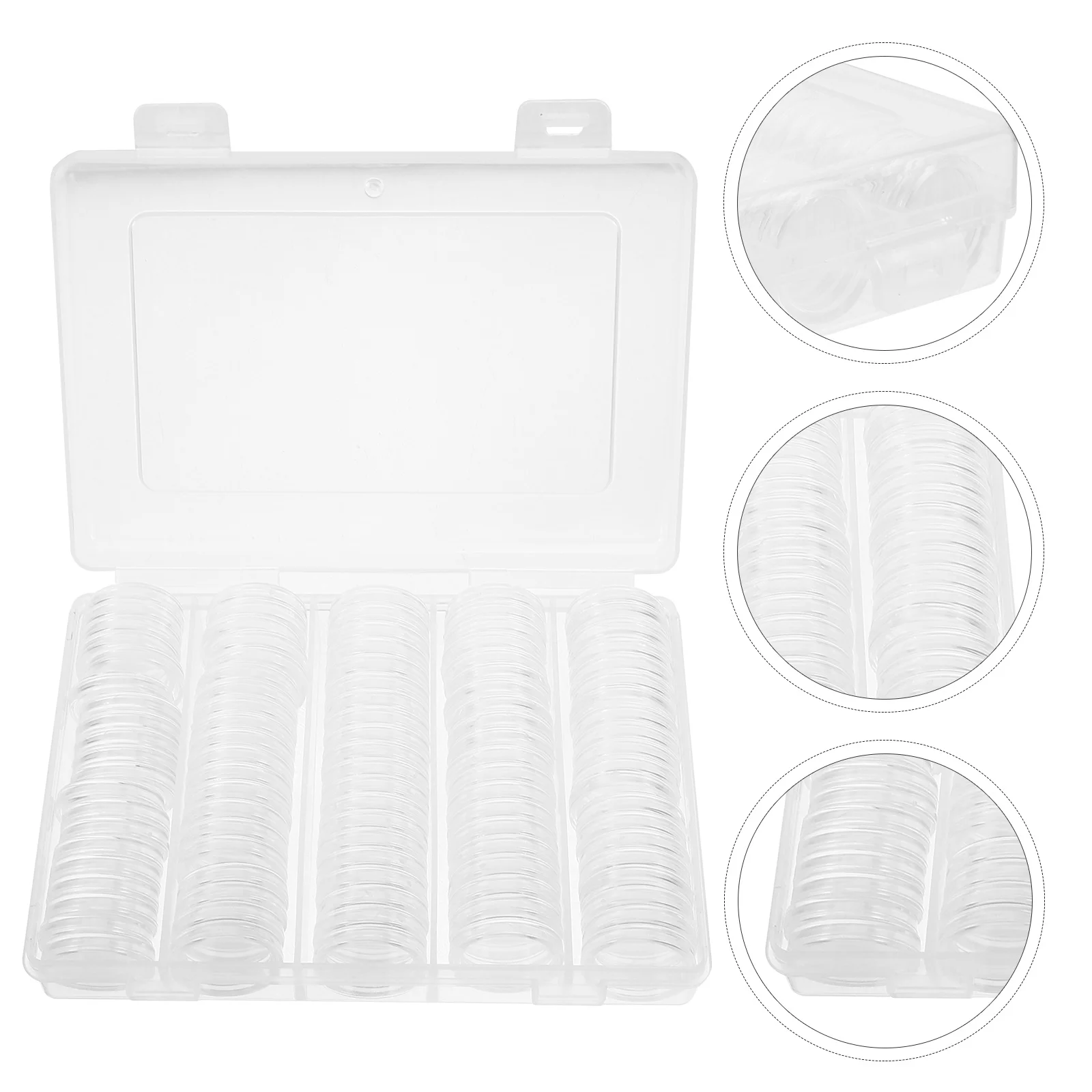 

Clear Organizer Box Case for Coin Transparent Display Storage Accessory Coins Holders Capsules Professional