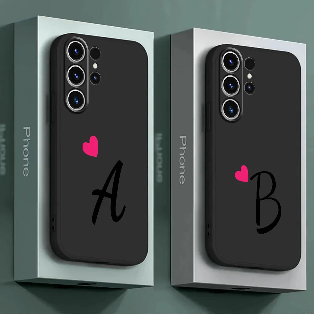 Personalized Love Heart Couples Phone Case with Initial Letter Design
