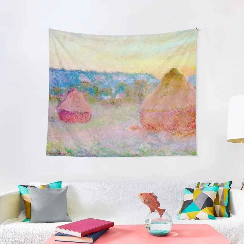 

Claude Monet's "Grainstacks at the End of the Day in Autumn" Tapestry Decoration For Home On The Wall Tapestry
