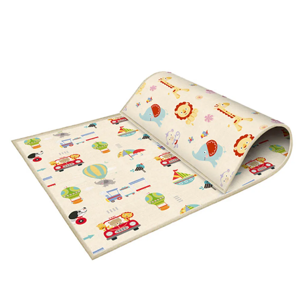Baby Play Mat Foldable Carpet Cute Animals Printed Baby Crawling Mat Reversible Play Gym Non-Slip Waterproof Puzzle