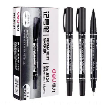 9 pezzi/set pennarelli permanenti a doppia punta, inchiostro nero, rosso, blu, penne da 0,5 mm-1 mm per forniture per ufficio scolastico, cancelleria per studenti