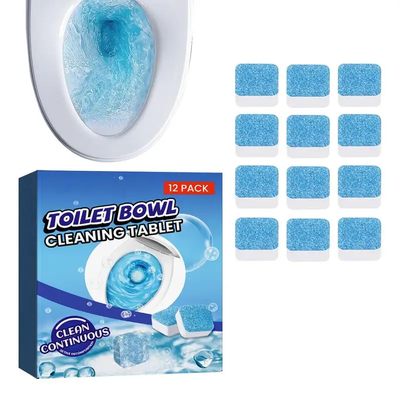 

Toilet Bowl Cleaning Tablets Long-Lasting Bleach Tablets 12pcs Sustained-Release Toilet Tablets For Deodorizing & Descaling