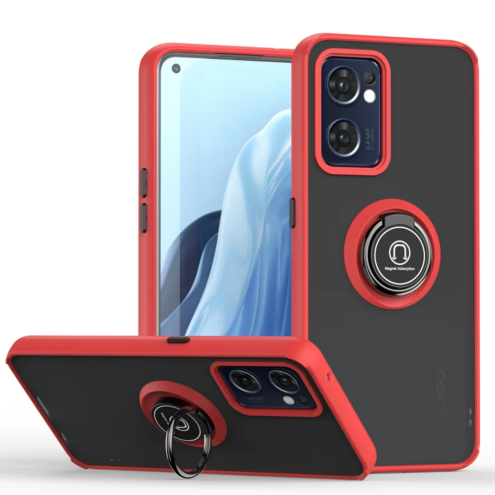KEYSION Matte Case for OPPO Reno7 5G 7 Z 5 Lite 5F 4 Pro Transparent Ring Shockproof Phone Cover for OPPO A52 A72 A92 A5_voghion.com