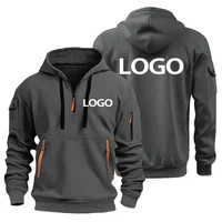Nouveau pull de sport européen pour hommes avec fermeture éclair et poches sur les bras, personnaliser votre Logo, housse de pull à capuche et 5