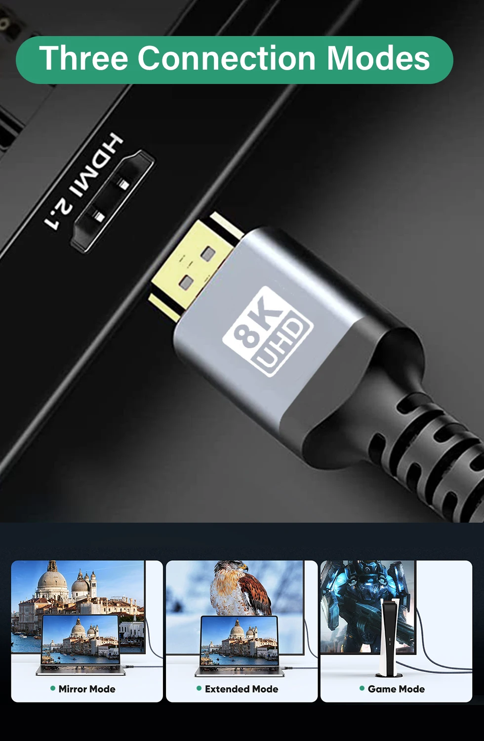 Золоченный 8K HDMI-совместимый кабель 4K @ 120 Гц 8K @ 60 Гц версия 2.1 ...