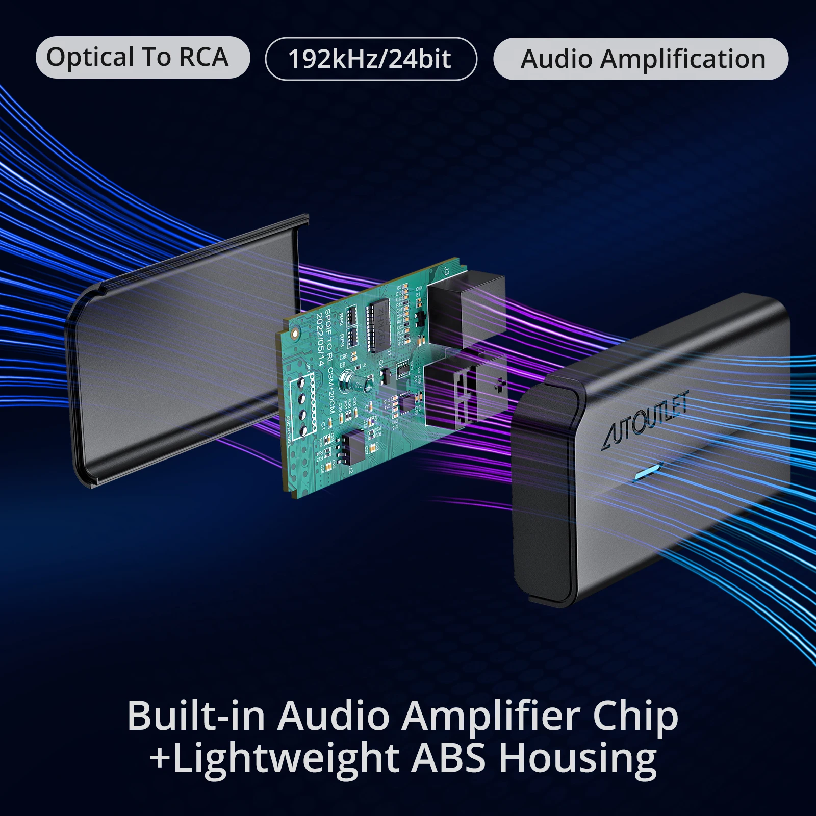 Audio Converter Adapter Compact 192khz DAC Spdif To RCA Digital To Analog Optical Toslink RCA Female Or Male