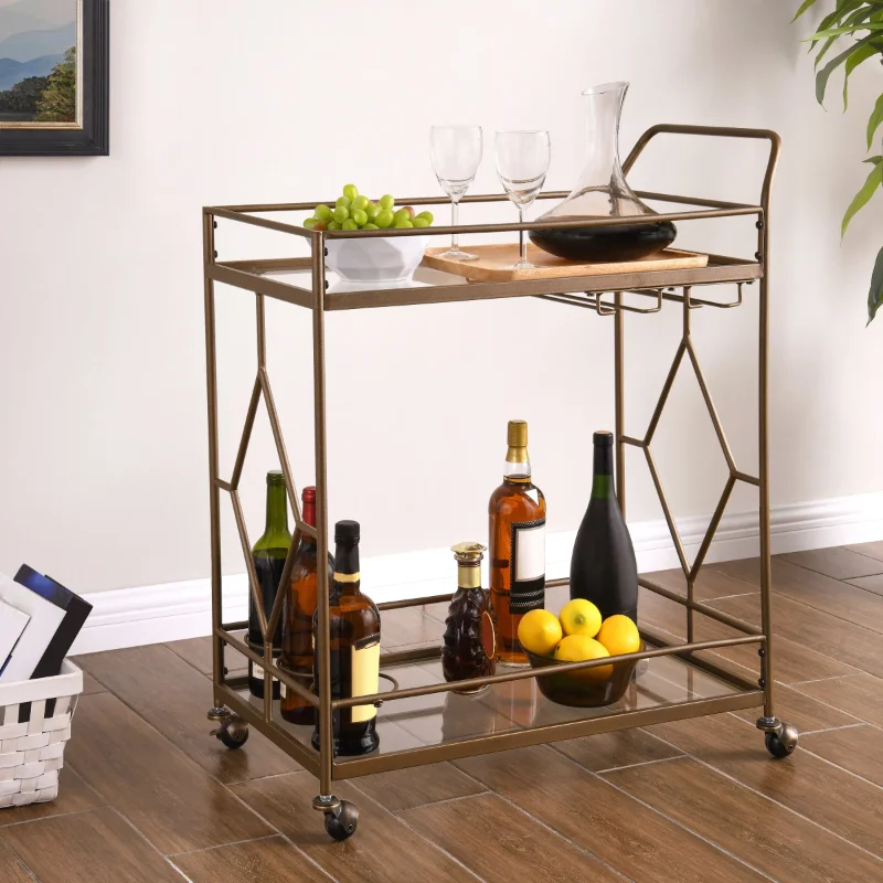 

Better Homes & Gardens Nicola Metal Bar Cart, Golden Bronze kitchen island table