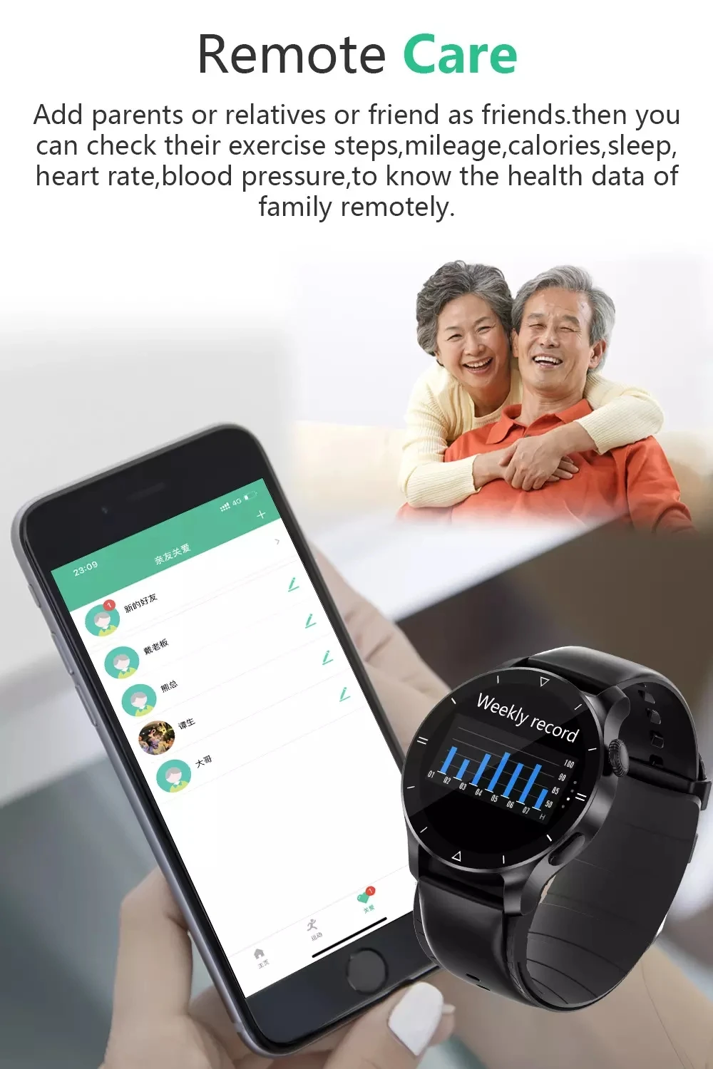 Smart Watch ES09 Accurately Air Pump Blood Pressure Measurement Big Font Body Temperature Heart Rate IP67 Waterproof Smartwatch