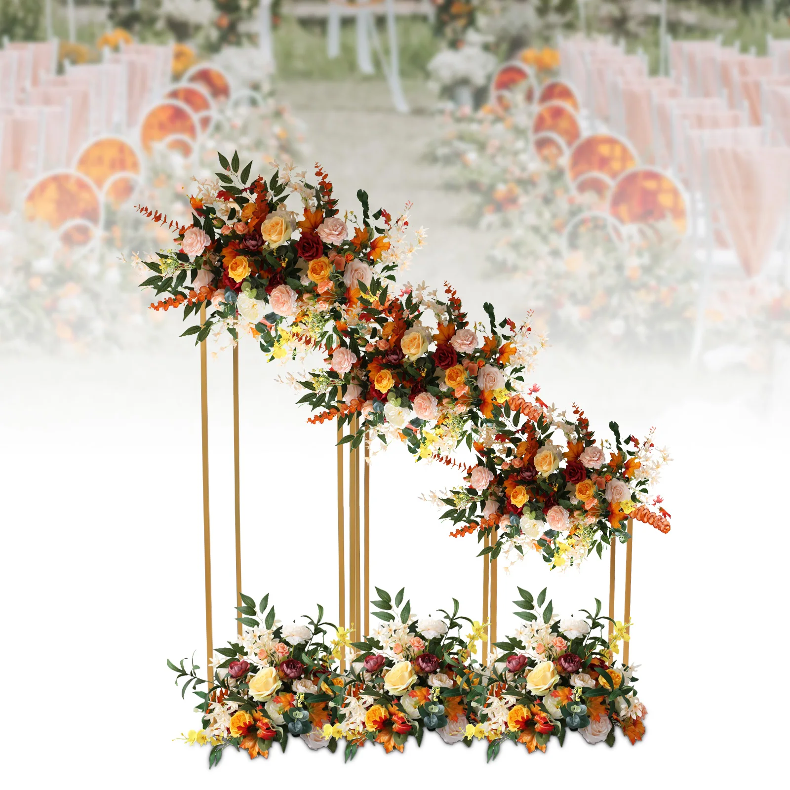 

3Pcs Metal Frame Geometric Box Stands Gold Wedding Flower Frame Flower Balloon Display Rack New Year Wedding Prop Party Decor