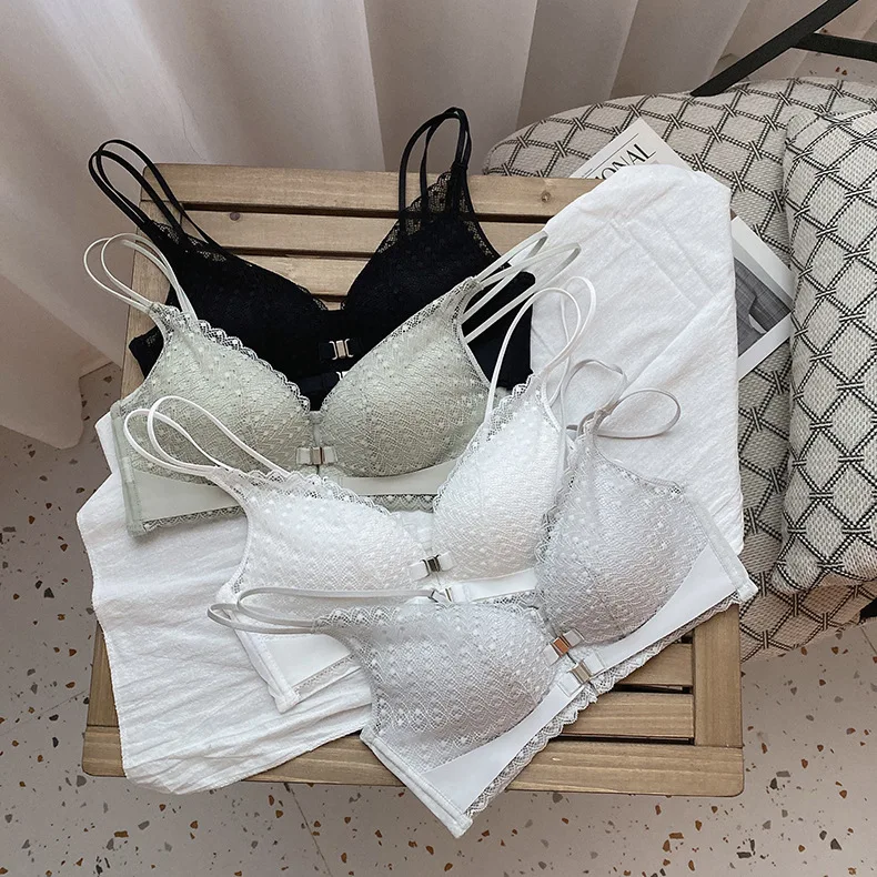

Comfortable Rims Gathered Bra Set for Ladies, Sexy Underwear, Front Buckle, Beautiful Back, New