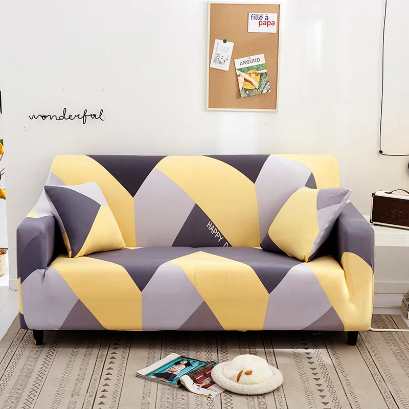 New Milk Silk Printing Series Double Sofa Cover L-Shaped Sofa Slipcover 4