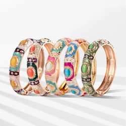 Elegant Enamel Bohemian Bangle Bracelet - Artistic Women's Designer Gift - Inner diameter 60mm (5 Pieces set)