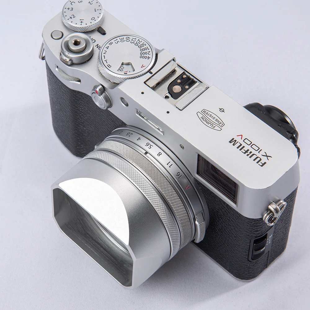 Square Camera Lens Hood X100V Lightweight Metal Screw-in Lens