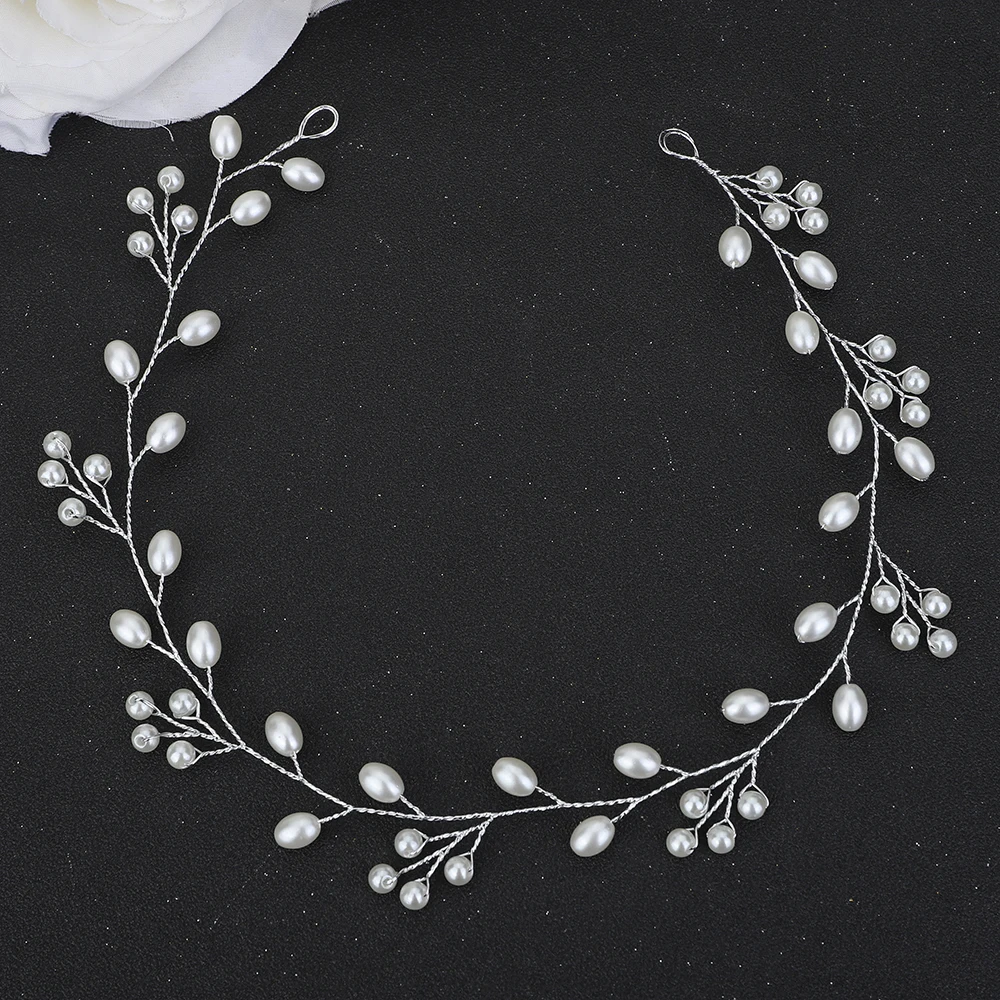 Pearl Headband Wedding Head Jewelry Silver Bridal Hair Accessories Gold Tiaras Bridesmaid Headpieces