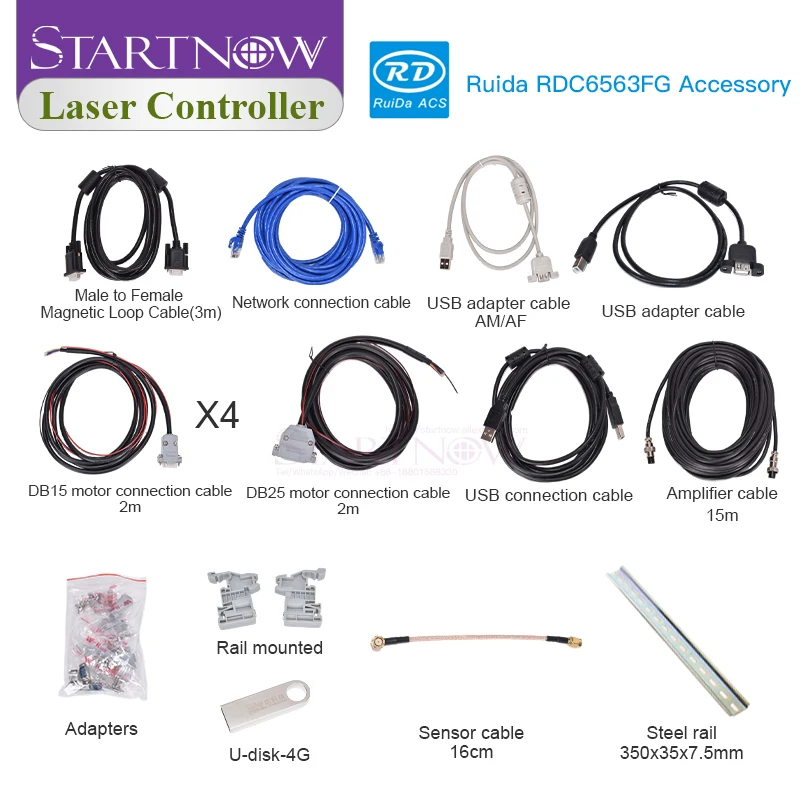 Startnow 무선 원격 광섬유 제어 시스템, RDC6563FG, Ruida DSP 메인 보드, 금속 하이브리드 레이저 커팅 머신용 사용