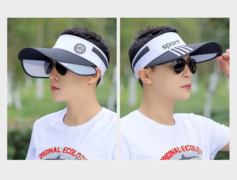 Retractable Visor Sun Hat For Summer Breathable Adjustable Unisex_voghion.com
