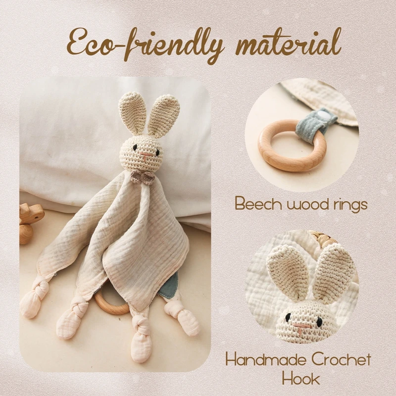 Soft Appease Towel Baby Rattle Crochet Animals Toy Soothe Reassure Sleeping Blankie Towel Lathe Hanging Educational Toddler Toys 4