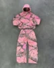 Akimboclub New Fashion Pink Leaf Pattern Pants American Street Casual Sweatshirt Men Hip Hop Gothic Loose Two Piece Set Hoodie 1