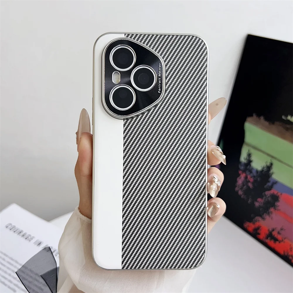 Luxury PU Carbon Fiber Protective Back Cover Case