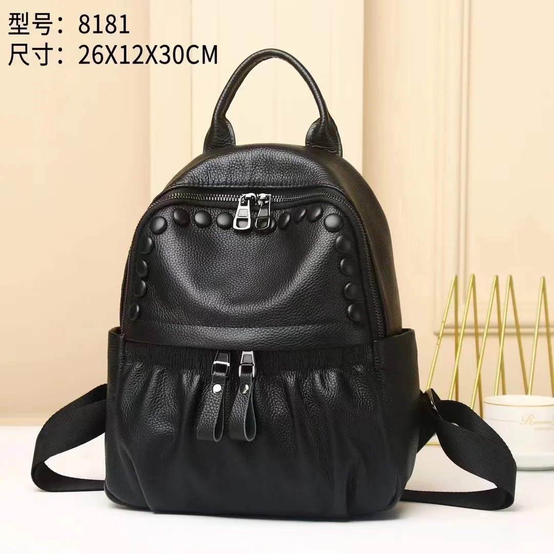 

2023 popular leather leisure backpack
