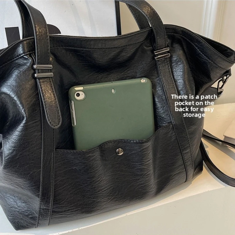 Large Sized Tote Bags For Women Soft PU Leather Pure Color Large Capacity Shopper Shoulder Crossbody Bag High Quality Handbags