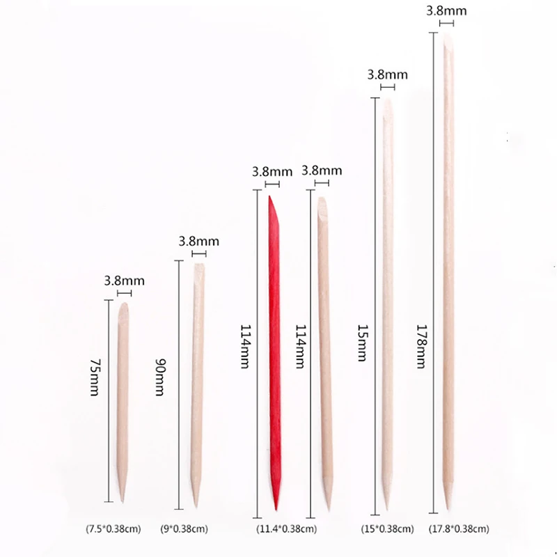 10/20/50/100Pcs Orange Wood Sticks Nail Art Design Cuticle Pusher Cuticle Remove Tool Forks Double End Nail Care Manicures Tool