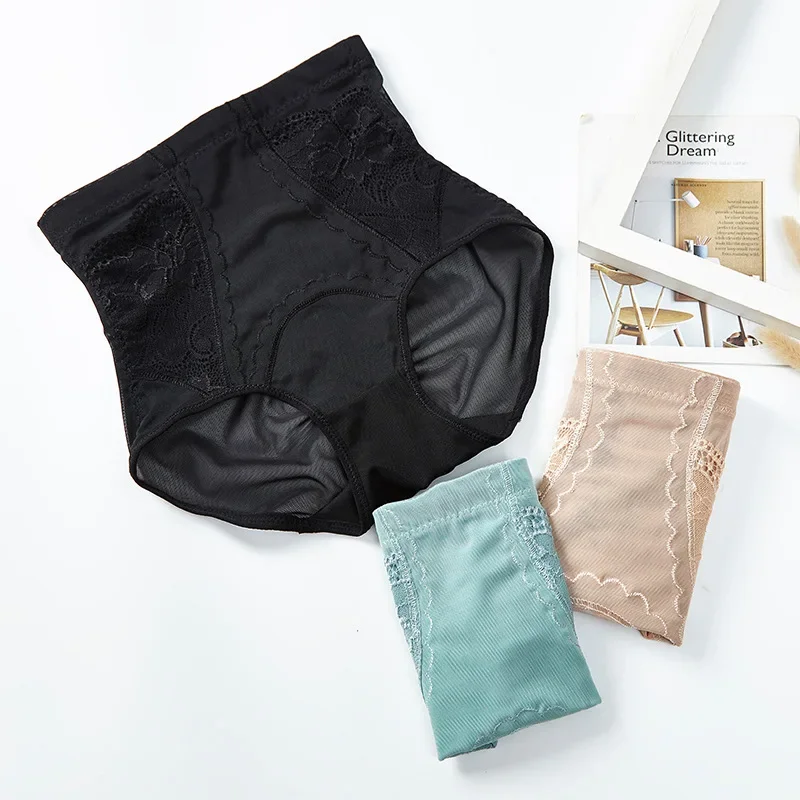 Shapewear Panties Women High Waist Body Shaper Slimming Butt Lifter Shapewear Solid Color Breathable Lace Underwear Tummy Control Panties Hip Pads shapewear panties