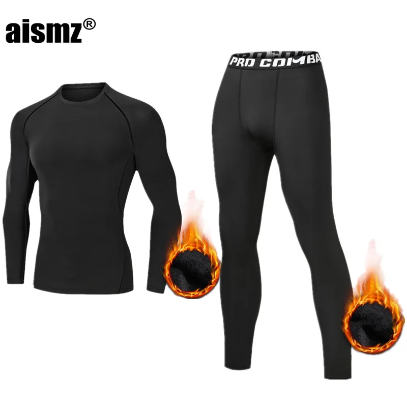 

Aismz Winter Thermal Underwear Men Underwear Sets Compression Flce Sweat Quick Drying Thermo Lingerie Underwear Long Johns