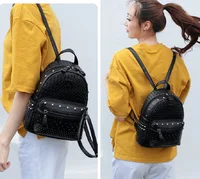 New Luxury Fashion Trend Leather Backpack Women Rivet Design Shoulder Bags Ladies Casual Woven Pattern Travel Small Backpacks 2