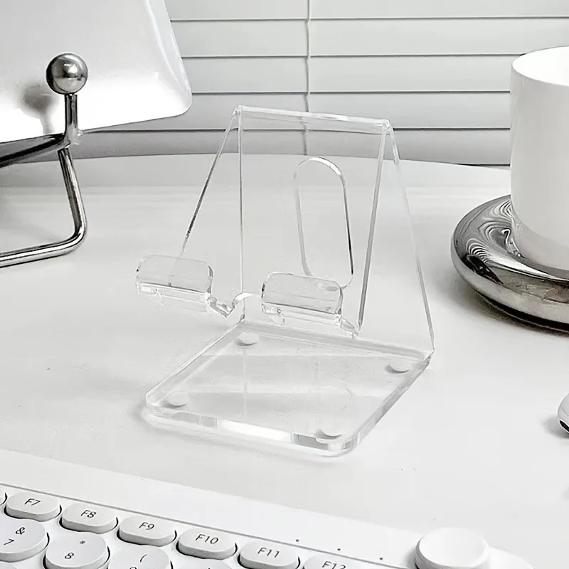 Acrylic Transparent Minimalist Ins Foldable Phone Holder Desktop Lazy Tablet Stand For iPhone iPad Galaxy Tab Smartphone Bracket 2