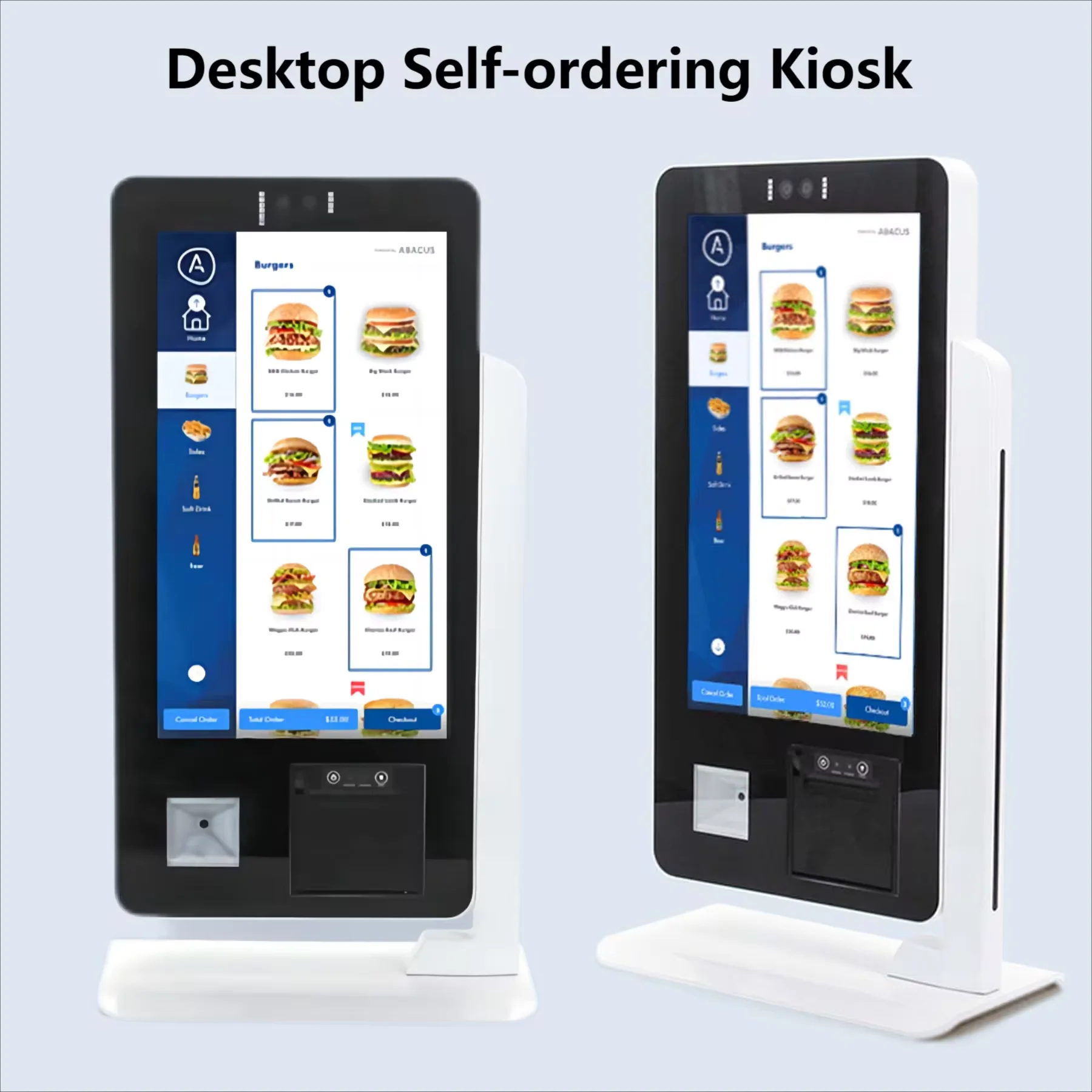 Desktop 15.6 Inch Touch Screen Kiosk, Self Ordering Machine with 2D Scanner & 58mmPrinter, Foodcourt Unattended Payment Terminal