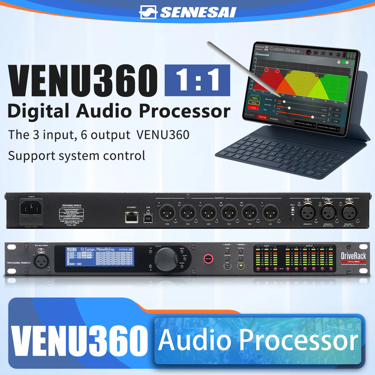 PA2 / Venu360 audio processor of 2 inputs and 6 outputs original software professional audio controller professional speaker audio processor