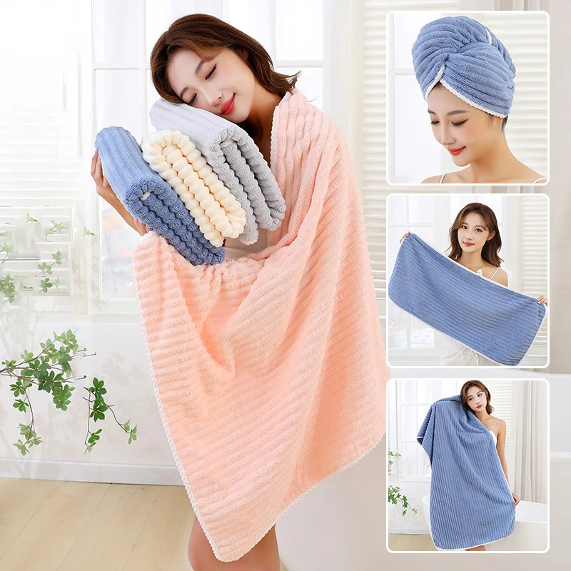 3Piece Bath Towels Set wrap edge thickened coral velvet candy bar bath towel Face Towels Set adult home pool beach seaside Bath Towels Cotton Towel