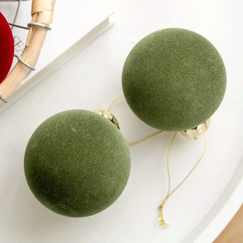 6pcs 8cm Flocked Christmas Ball Pendant Shatterproof Plastic Christmas Hanging Balls Reusable Elegant Xmas Tree Hanging Ornament