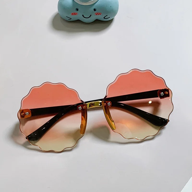 Oversized Rimless Flower Round Sunglasses Women Trendy Ocean Lenses Men's Sun Glasses Shades UV400 Eyewear Shades lentes de sol
