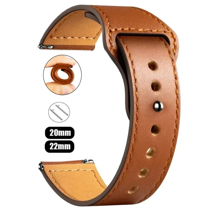 Elegant Leather Watch Strap - Premium 20mm/22mm Adjustable Bracelet