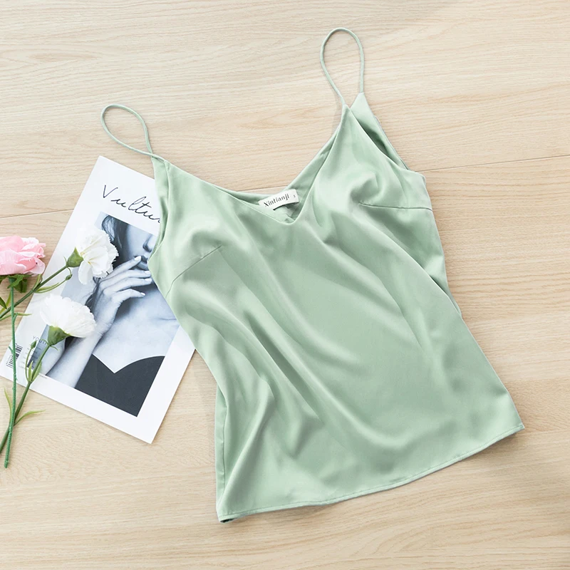 Satin Tank Top - Dark green - Ladies