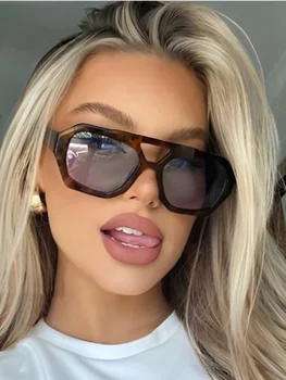 Cross Border European and American Double Beam Irregular Sunglasses 2023 New Retro Personalized Sunglasses Popular on the Intern