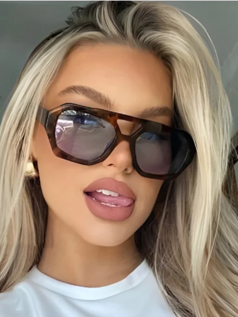 Lunettes de soleil irrégulières à double faisceau transfrontalier européennes et américaines 2023 Nouvelles lunettes de soleil rétro personnalisées populaires sur l'intérieur 1
