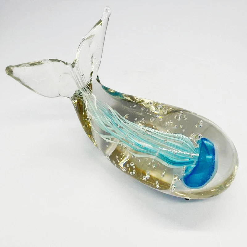 

Handmade MuranoArt Glass Dolphin Sculpture Glass Art Deco