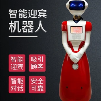 pasto per l'hotel bella donna intelligente benvenuto consegna consegna cibo consegna cibo robot cameriere navigazione senza tracce