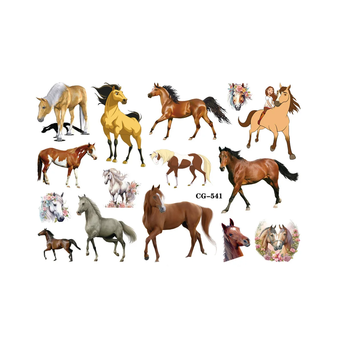 New Cute Horse Fake Temporary Tattoos For Kids Birthday Party Supplies Favors Horse Tattoos Stickers Decoration 1Pcs